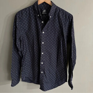 Jackthreads Navy blue printed‎ button down